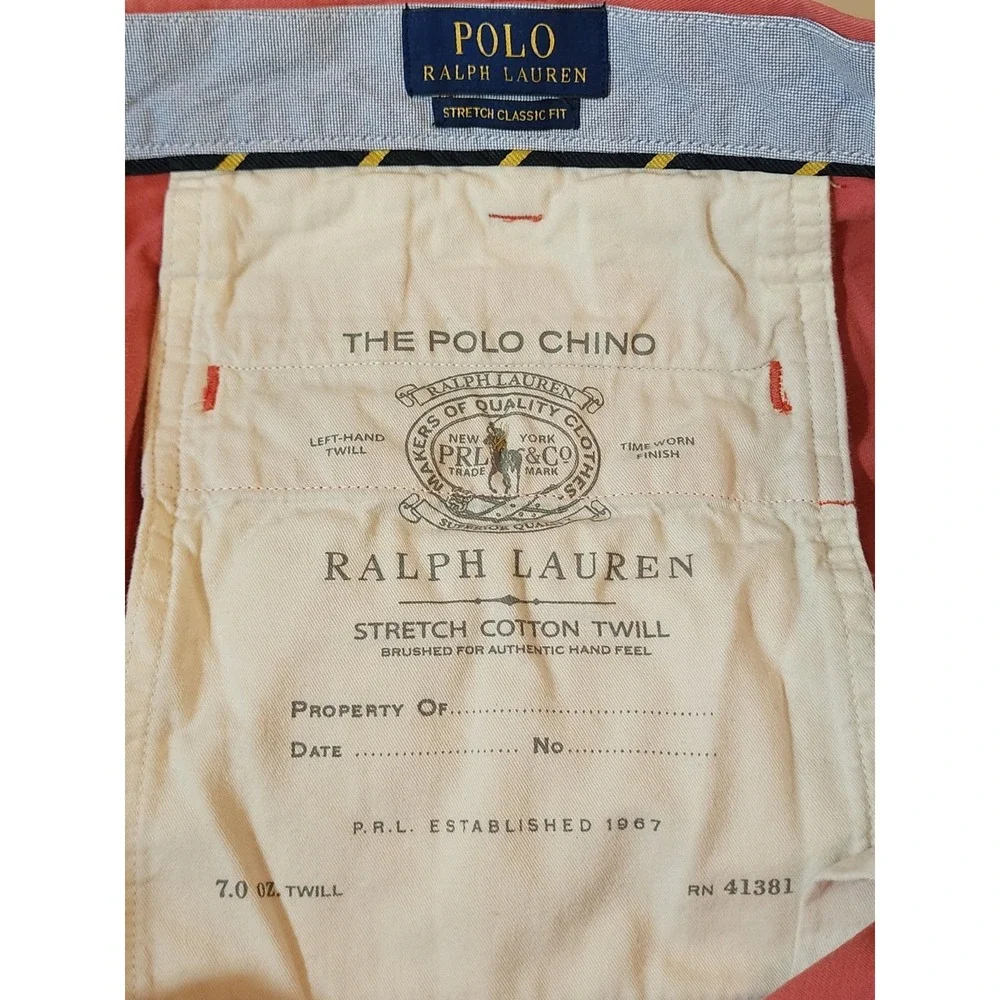 Polo Ralph Lauren Men's Chino Shorts Size 40 Coral Pink 9 Inseam 100%‎ Cotton